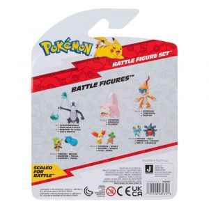 Pokémon Battle Figure Set 3-Pack Morpeko (Full-Belly Mode), Bulbasaur #1, Raboot 5 cm Jazwares