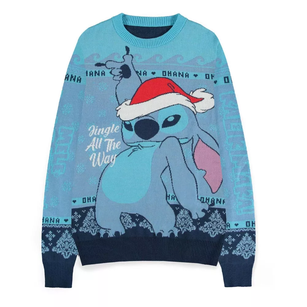 Lilo & Stitch Sweatshirt Christmas Jumper Stitch Blue Size S Difuzed