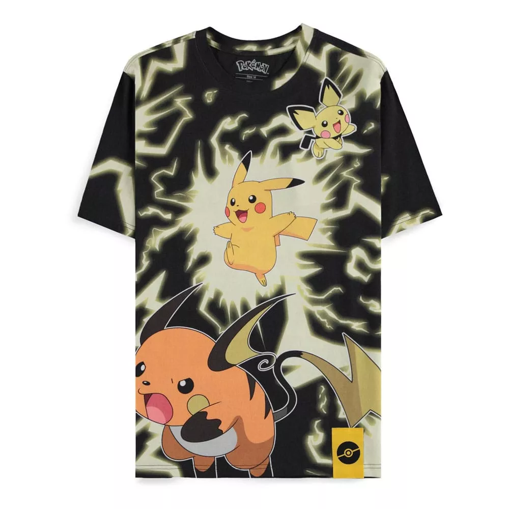 Pokémon T-Shirt Mirage AOP Pikachu Lightning Size M Difuzed