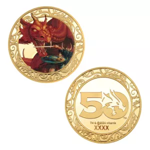 Dungeons & Dragons Collectable Coin 50th Anniversary with Colour Print 24k Gold Plated Edition 4 cm FaNaTtik