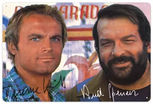 Bud Spencer &amp; Terence Hill Tin Sign Autogramm 20 x 30 cm