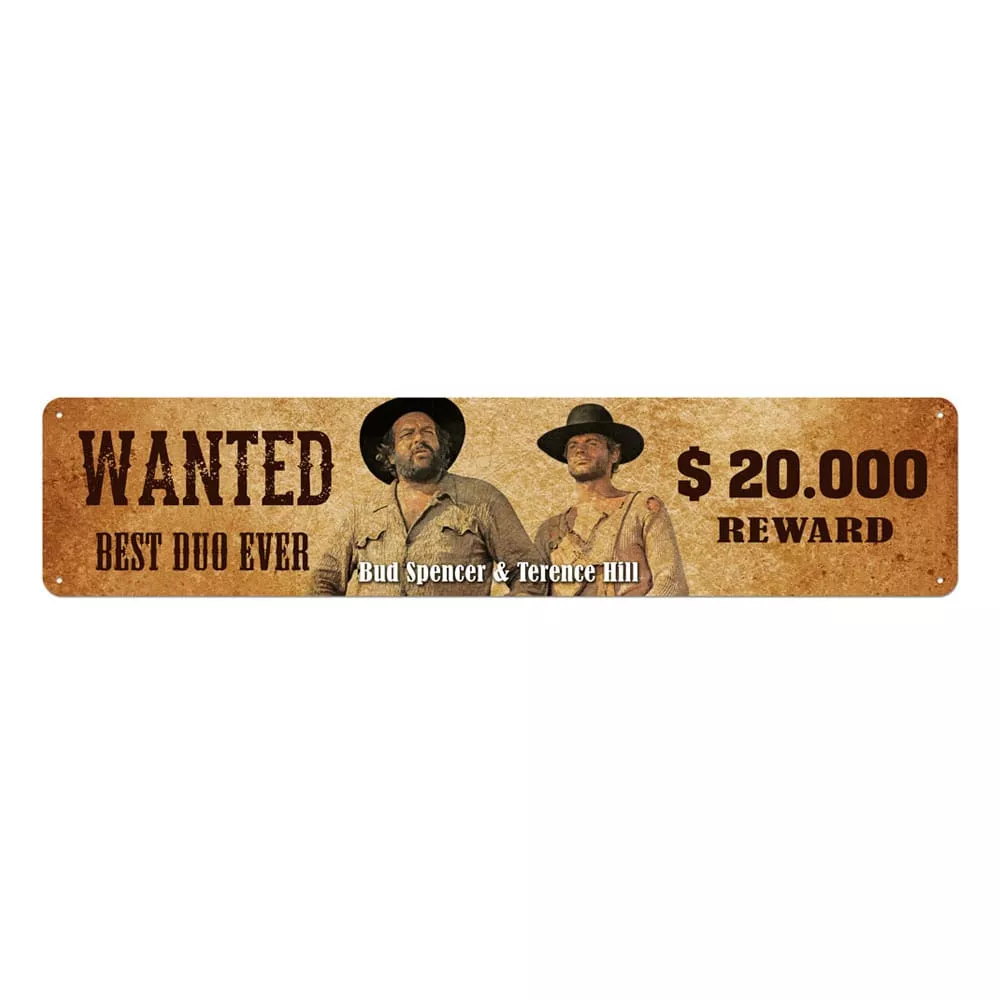 Bud Spencer & Terence Hill Tin Sign Wanted 46 x 10 cm Blechwaren Fabrik Braunschweig