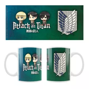 Attack on Titan Ceramic Mug Eren, Mikasa & Armin Chibi Style