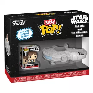 Star Wars Bitty POP! Rides Vinyl Figure Display Han Solo w/Millenium Falcon 2,5 cm Funko