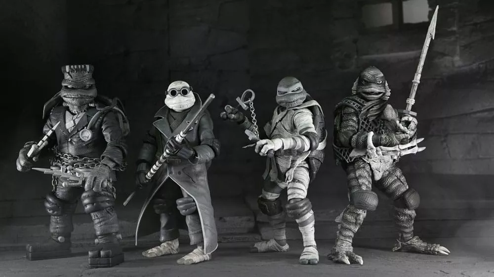 Universal Monsters x Teenage Mutant Ninja Turtles Action Figures 4-Pack Turtles Black & White 18 cm NECA