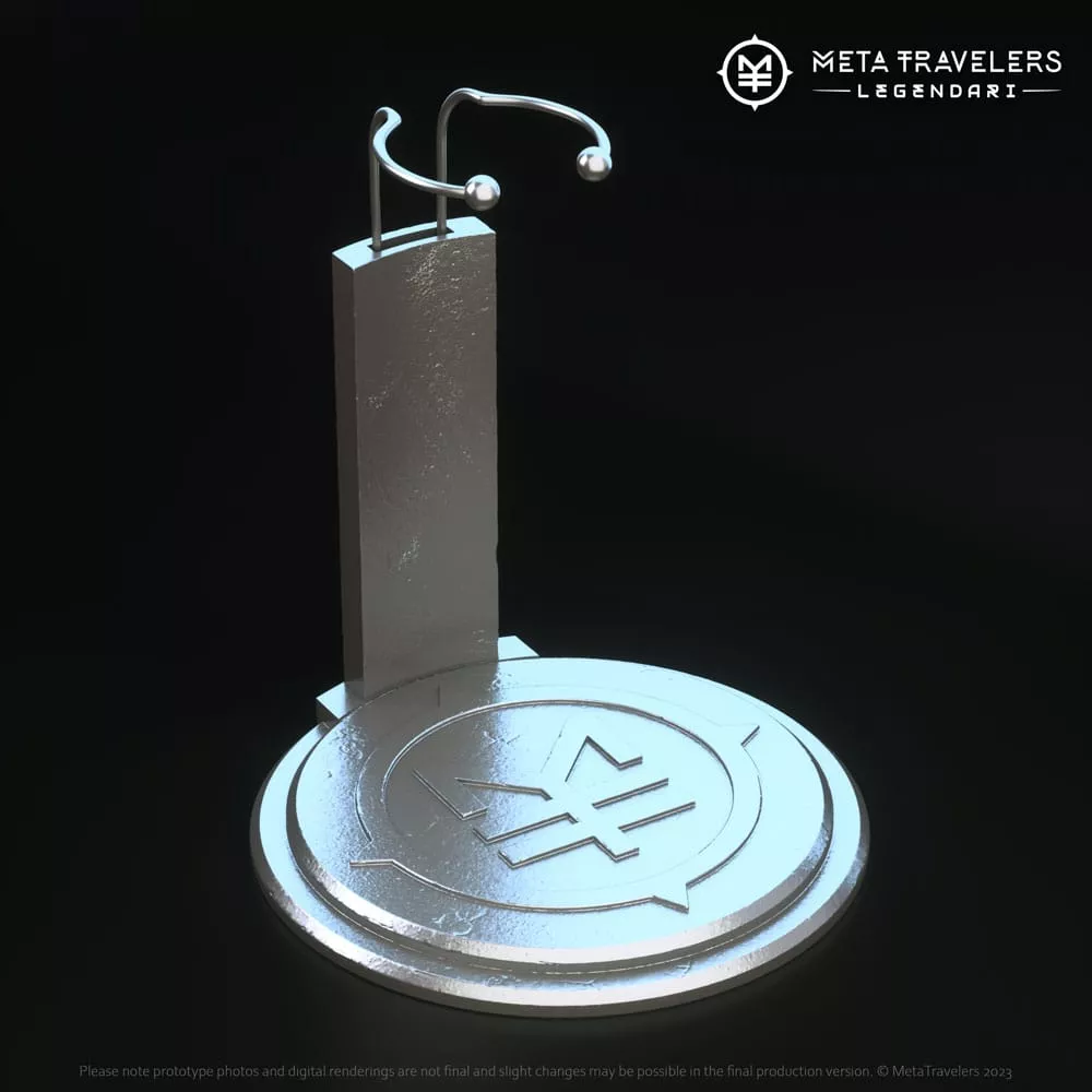 Legendari Action Figure Stand with MetaTravelers Logo