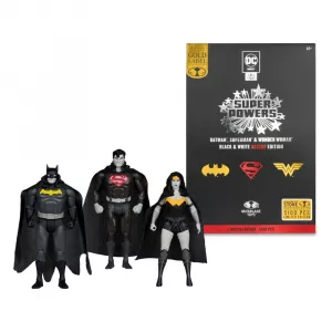 DC Direct Super Powers Action Figures Batman, Superman & Wonder Woman Black & White Accent Edition Gold Label 13 cm McFarlane Toys